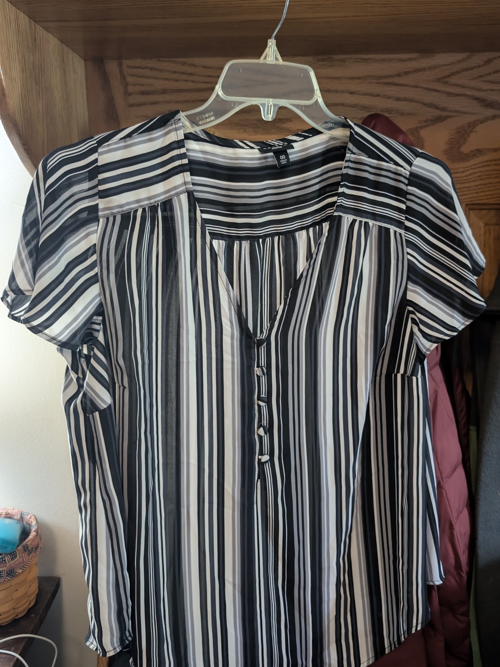 torrid Black & White Vertical Stripe Button Front Blouse